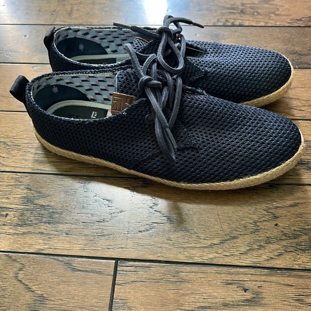 Ben Sherman Men's Navy Mesh Espadrille Shoes Jute Sole Lace Up Casual Loafers